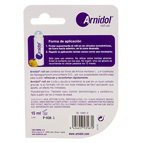 Arnidol - Roll On, Refresca y Reconforta la Piel tras un Golpe Leve, para Niños - 15 ml