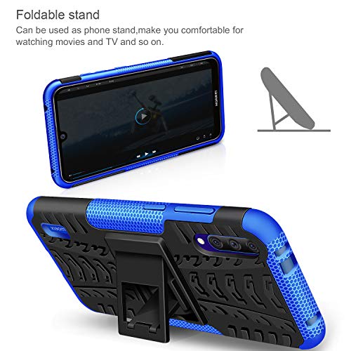 AROYI Funda Xiaomi Mi A3 + Protector de Pantalla, Mi A3 2 en 1 Duro PC Funda y Soft TPU Cáscara de Cubierta Protectora de Doble Funda Caso para Xiaomi Mi A3 + Azul