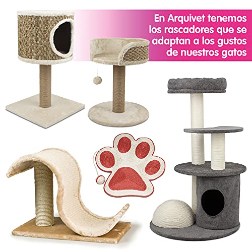 Arquivet Rascador para Gatos de Poste con Bola - Rascadores para Gatos - Arañador para Gatos - Afilador uñas para Gatos - Blanco y Azul - 30 x 30 x 46 cm