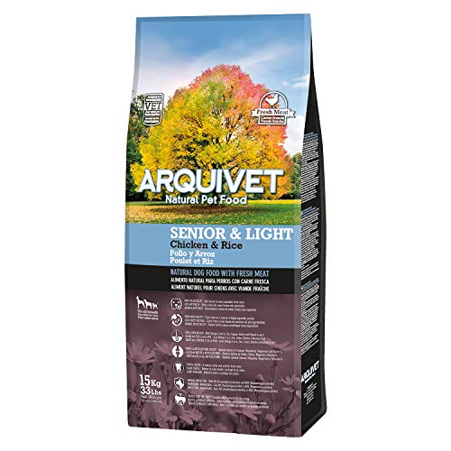 ARQUIVET Senior & Light Pollo y arroz 15 kg - Pienso Natural para Perros Mayores o con sobrepeso - Alimento seco para Perros - Pienso Super Premium - Perros Avanzada Edad - Perros a Dieta