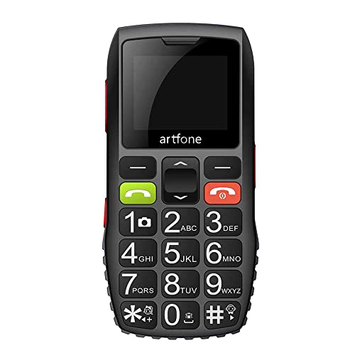 Artfone C1 - Teléfono móvil para personas mayores con teclas grandes | Función SOS | Pantalla de 1,77 pulgadas | Doble SIM | Llamada rápida | Linterna | Radio sonido alto | Batería de larga duración