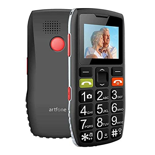 Artfone C1 - Teléfono móvil para personas mayores con teclas grandes | Función SOS | Pantalla de 1,77 pulgadas | Doble SIM | Llamada rápida | Linterna | Radio sonido alto | Batería de larga duración