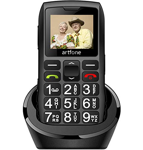 artfone Teléfono Movil para Personas Mayores con Teclas Grandes, Móviles para Ancianos con Doble SIM y SOS Botón, Batería de 1400 mAh, Base de Carga, 2G