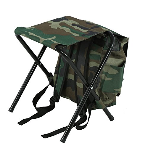 Asiento Plegable Portátil Taburete Plegable con Paquete de Mochila para Pesca Camping Viaje Picnic Excursiones