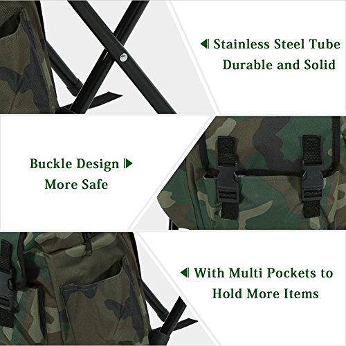 Asiento Plegable Portátil Taburete Plegable con Paquete de Mochila para Pesca Camping Viaje Picnic Excursiones