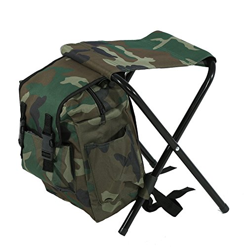 Asiento Plegable Portátil Taburete Plegable con Paquete de Mochila para Pesca Camping Viaje Picnic Excursiones