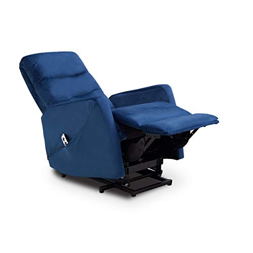 Astan Hogar Sillón Relax con Función Auto-Ayuda (Levanta Personas), Reclinación Eléctrica, Tapizado en Terciopelo. Modelo Moli AH-AR10400AZ, Azul,