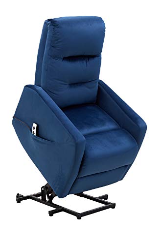 Astan Hogar Sillón Relax con Función Auto-Ayuda (Levanta Personas), Reclinación Eléctrica, Tapizado en Terciopelo. Modelo Moli AH-AR10400AZ, Azul,