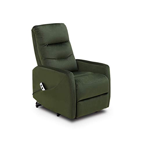 Astan Hogar Sillón Relax con Función Auto-Ayuda (Levanta Personas), Reclinación Eléctrica, Tapizado en Terciopelo. Modelo Moli AH-AR10400VD, Verde,