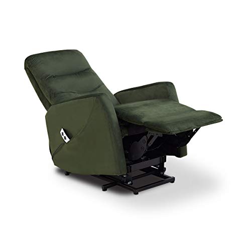 Astan Hogar Sillón Relax con Función Auto-Ayuda (Levanta Personas), Reclinación Eléctrica, Tapizado en Terciopelo. Modelo Moli AH-AR10400VD, Verde,