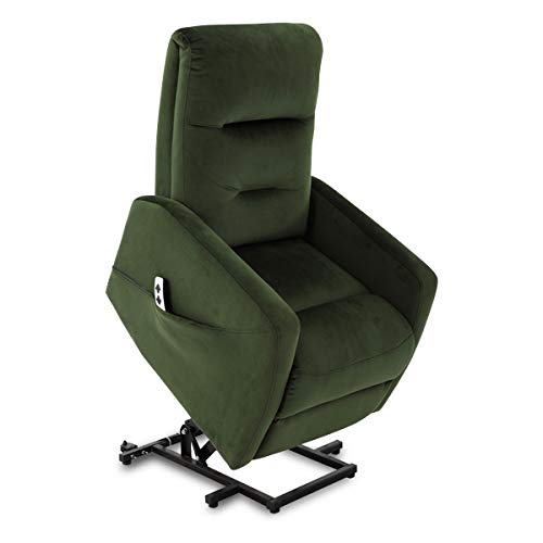 Astan Hogar Sillón Relax con Función Auto-Ayuda (Levanta Personas), Reclinación Eléctrica, Tapizado en Terciopelo. Modelo Moli AH-AR10400VD, Verde,