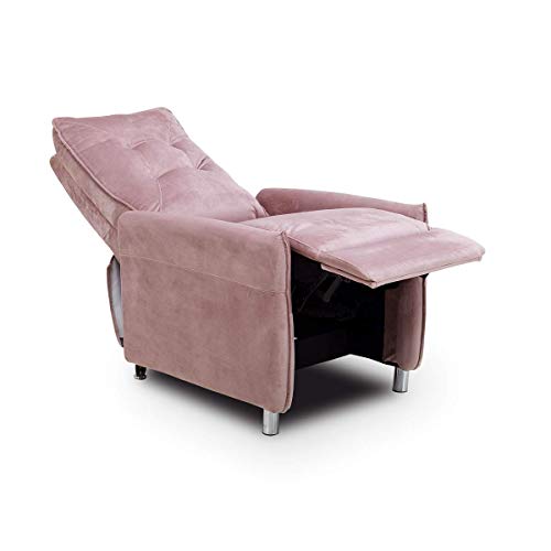 Astan Hogar Sillón Relax con Reclinación Manual, Tapizado en Terciopelo, Modelo Lui AH-AR30800RS, Rosa,