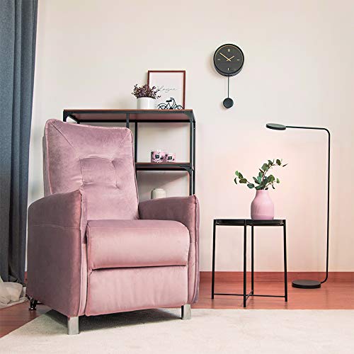 Astan Hogar Sillón Relax con Reclinación Manual, Tapizado en Terciopelo, Modelo Lui AH-AR30800RS, Rosa,