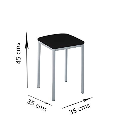 ASTIMESA Dos Taburetes de Cocina Cuadrado Polipiel Blanco, Altura de Asiento 45 cms. (TABCUABL)