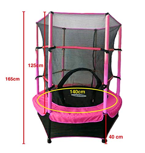 ATAA Cama elástica Infantil 140 - Rosa trampolín con una Zona de Salto de 140 centímetros, Red de Seguridad y Almohadillas de protección.