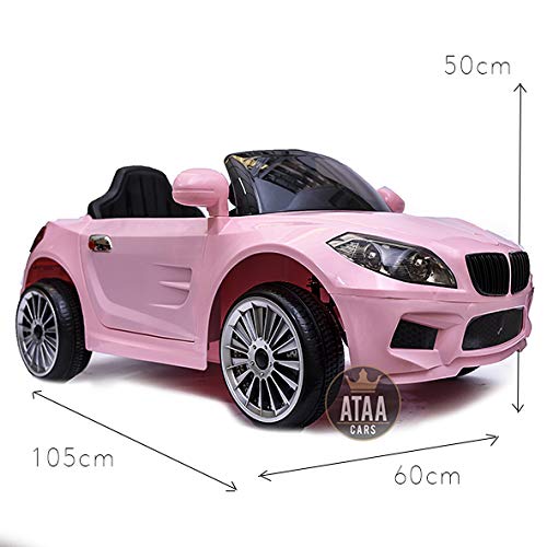 ATAA X5 Berlina 12v Style Mando Remoto - Rosa - Coche eléctrico para niño y niña de Color Rosa, batería de 12v et Mando para Padres