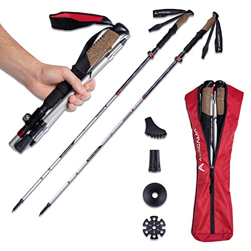 Atacama Bastones de senderismo plegables telescópicos de carbono 3K y aluminio 7075 Nordic Walking con mango de corcho para hombre y mujer, ajustables, fácilmente extensibles