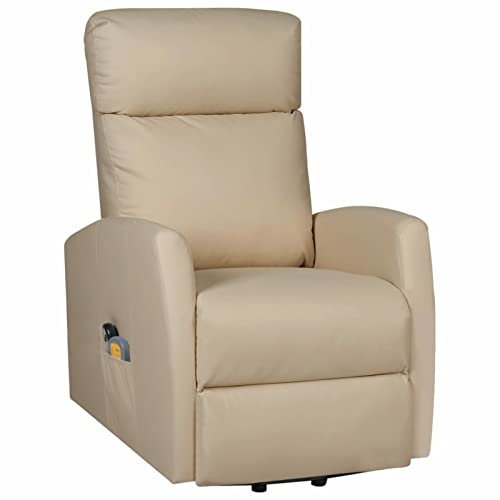 Atlojoys Sillón reclinable de pie, Levanta Personas, Sillón Relax, Sillón con Sistema de reclinado Manual, Butaca Sillón, de Cuero sintético Capuchino