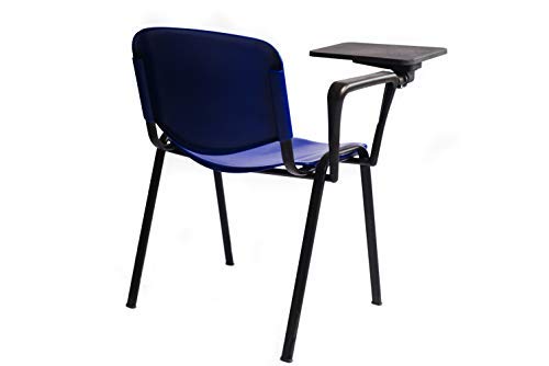 AULAMOBEL Lote De 4 Sillas Apilables con Pala Abatible para Apuntes - Modelo 43P - Sillas con Brazo Extensible y Flexible para Aulas, Academias y Oficinas (Azul)