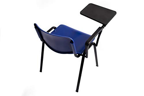 AULAMOBEL Lote De 4 Sillas Apilables con Pala Abatible para Apuntes - Modelo 43P - Sillas con Brazo Extensible y Flexible para Aulas, Academias y Oficinas (Azul)