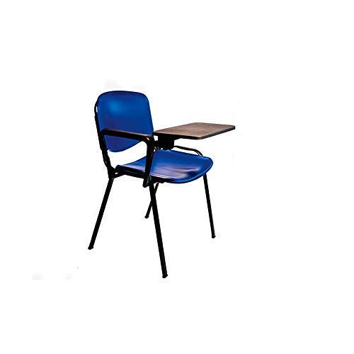 AULAMOBEL Lote De 4 Sillas Apilables con Pala Abatible para Apuntes - Modelo 43P - Sillas con Brazo Extensible y Flexible para Aulas, Academias y Oficinas (Azul)