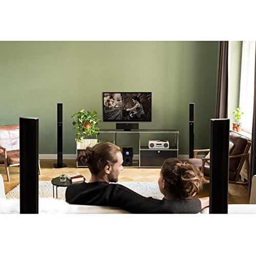 auna Areal 653 - Home Cinema 5.1 inalámbrico, Sistema Sonido Surround, Concept 620 Envolvente, Rendimiento 145W RMS, Subwoofer sidefiring, Altavoces satélite, Bluetooth, USB, SD, AUX, Negro