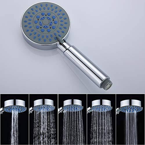 Auralum Grifo de Ducha, Grifo Bañera con 5 Funciones Ducha de Mano, Grifo Monomando Ducha con 150 cm Manguera de Ducha, Set de Ducha Cromado de Latón Montaje en Pared