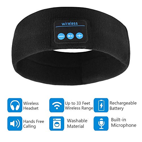 Auriculares de Dormir Bluetooth 5.0 Sleep Eye Mask, 3D Sleepphones inalámbricos Sleeping Travel Music Eye Cover con altavoz estéreo HD ultrafino （diadema）