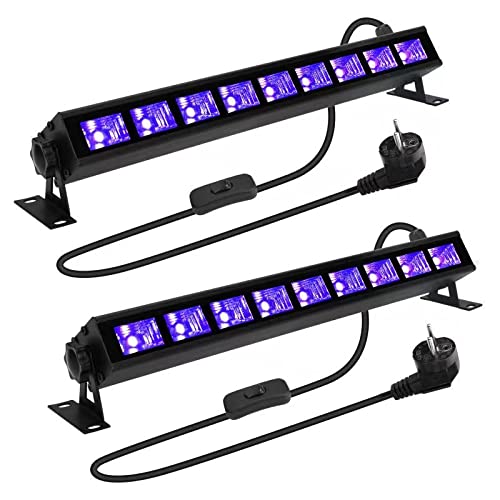 AUROHOPE 2 x 36 W LED barra de luz negra, luces de lavado UV, luces de aleación de aluminio con enchufe, interruptor para Glow Party, pintura corporal, póster fluorescente