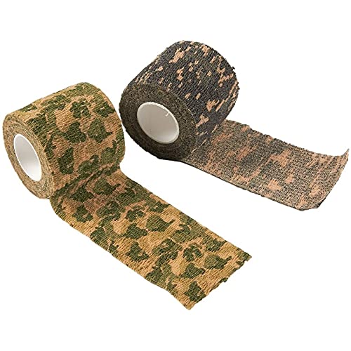 Autoadherente Wrap - 12 unidades de cinta de camuflaje cohesivo para veterinario de primeros auxilios deportes muñeca tobillo en 6 colores de camuflaje surtidos 5 pulgadas x 5 yardas