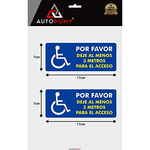 Autodomy Pegatinas Discapacitado Minusválido por Favor Dejé al Menos 3 Metros para el Acceso Pack 2 Unidades para Coche Furgoneta Camión (Uso Interno)