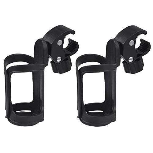 AUTOUTLET 2x Portavasos para Cochecito, Portavasos Copa Universal 360 °, Portabotellas para Bicicleta Ayuda, para Cochecitos de Bebé y Sillas de Ruedas, Manillar de Silla de Paseo, Negro