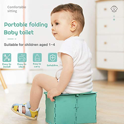 auvstar Orinal de Viaje para Niños,Orinal Portátil para Niños Pequeños,Inodoro Plegable para Niños para Bebés Niños Pequeños Viajes al Exterior o Entrenamiento Adecuado para bebés de 1-3 años