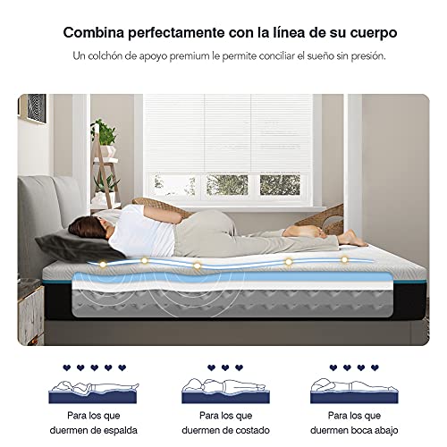 Avenco Colchón 135×190 viscoelástico,Espuma colchon,Grosor 20 cm, Certificada CertiPUR-US,100 Noches de Prueba,garantía de 10 años proporcionada por Avenco, Colchón en Caja