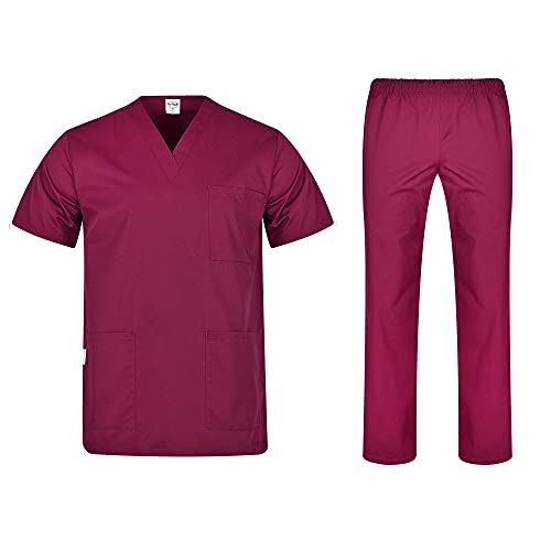 B-well Colombo Uniformes Sanitarios Mujer Casacas Sanitarias Mujer Pijama Sanitario Uniforme Enfermera Conjunto Casaca y Pantalón Borgoña XL