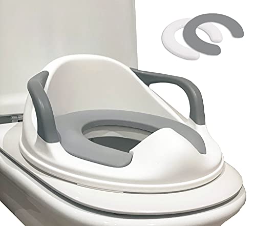 Babify Reductor WC para niños - Adaptador para Inodoro - De 1 a 8 Años - 2 Cojínes Antideslizante Incluidos - Facil Limpieza - Color Blanco/Gris