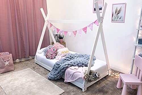 Babify Tipi - Cama Infantil - Cama para niños 190 x 90 cm (White, 140x70 cm)