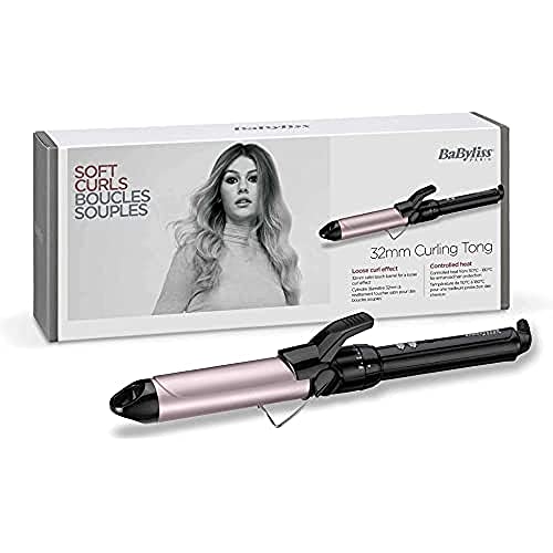 BaByliss C332E Tenacilla de pelo de 32 mm, 10 ajustes de temperatura, moldeador de pelo, cable profesional giratorio, recubrimiento Sublim Touch con punta fría de agarre