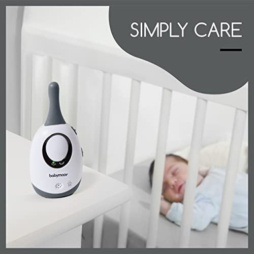 Babymoov Babyphone Simply Care Audio con función VOX, doble alarma y 2 adaptadores, alcance 300 m, Gris