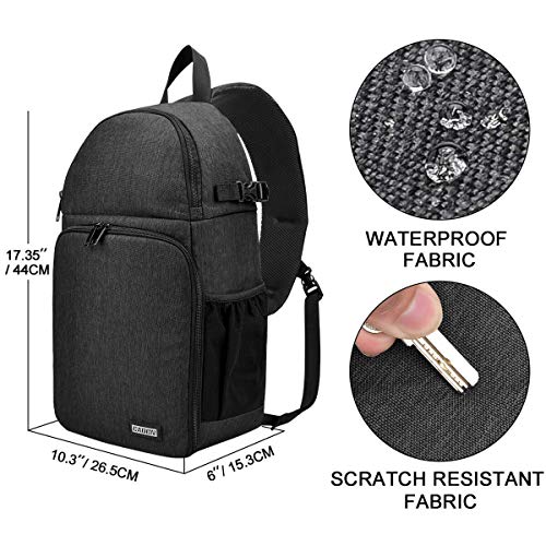 BAIGIO Bolso Bandolera para Cámara DSLR Canon Sony Nikon Pentax, Accesorios Mochila Cámara Reflex Impermeable Bolsa Cámara iPad 7.9inch y Trípode (Negro)