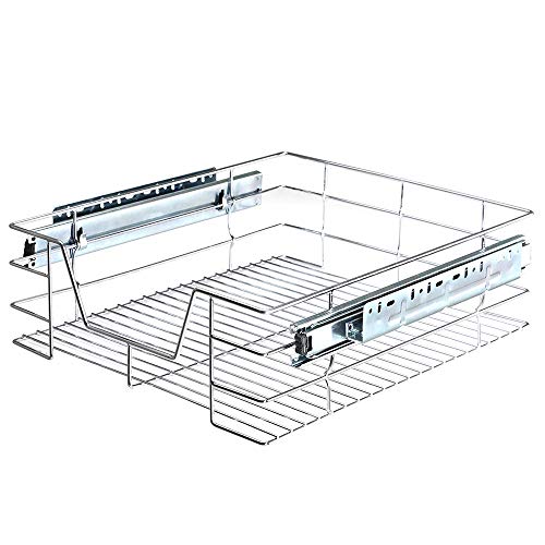 BAKAJI - Cajón telescópico para Muebles de Cocina - Cesta de Almacenamiento extraíble - Ahorra Espacio - Riel de Acero Inoxidable - Medidas 40 cm