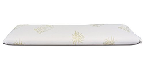 Baldiflex Almohada de espuma viscoelástica modelo pastilla, almohada de Memory contra el dolor de cuello y cervical, funda de aloe vera, 135 x 35 cm