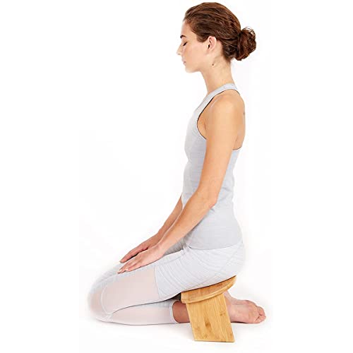 Banco de Meditación, Silla de Yoga Plegable Ergonómica de Bambú, Taburete de Rodillas Portátil de Primera Calidad para Meditaciones, Oración y Yoga