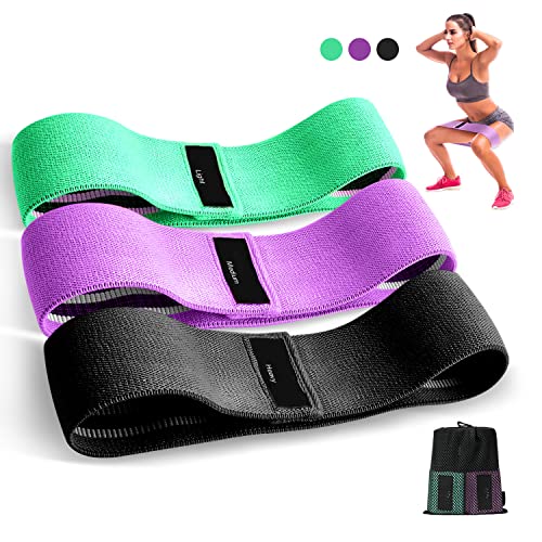 Bandas Elasticas Musculacion, Bandas de Resistencia Antideslizantes de Tela, Cintas Elasticas para Gluteos, Cadera, Piernas, Brazos, Yoga, Pilates, Crossfit, Fitness, Ejercicios (3 PCs)