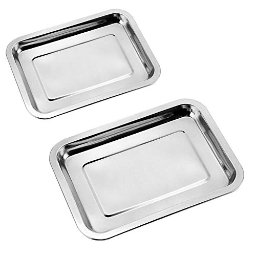 Bandejas Para Horno de Acero Inoxidable Bandejas Rectangular Para Hornar Bandeja de Galletas Rectángulo Rustideras de Horno Bandeja de Horno Utilizar Para Postres Caseros Asar y Frutas 2 Piezas