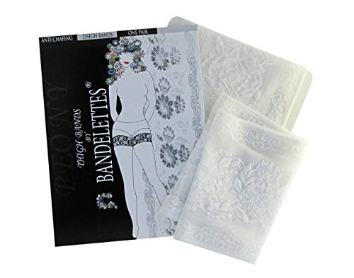 Bandelettes - Original Ligas Elásticas Patentadas Anti Rozaduras Para Muslos - Blanco PEONY Talla S (A -53-57 cm)