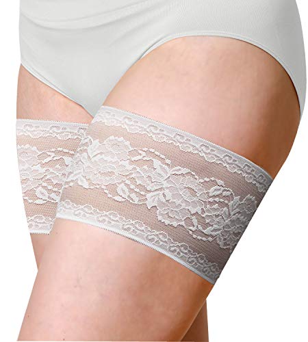 Bandelettes - Original Ligas Elásticas Patentadas Anti Rozaduras Para Muslos - Blanco PEONY Talla S (A -53-57 cm)