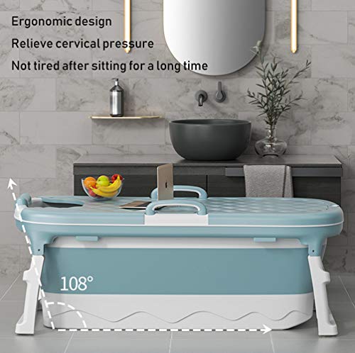 Bañera para Adultos,Bañera de plástico espesada,Bañera Plegable Portátil Hogar,Bañera para Natación para Bebés Hogar,para Uso Al vapor,Casa Sauna (Azul) (115 * 62 * 52 cm)