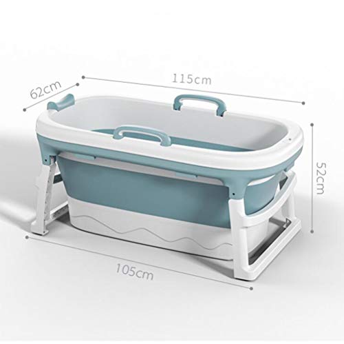 Bañera para Adultos,Bañera de plástico espesada,Bañera Plegable Portátil Hogar,Bañera para Natación para Bebés Hogar,para Uso Al vapor,Casa Sauna (Azul) (115 * 62 * 52 cm)