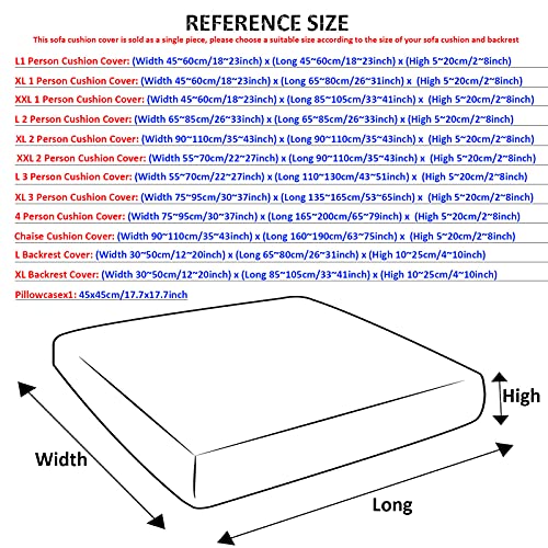 BAOFI Funda de Sofa Elastica, Cubre de Cojín Sofa Algodon, Universal Protector de Sofá para Sofá Esquinero Composable en Forma de L con Chaise Longue, Funda de Respaldo para Sofá